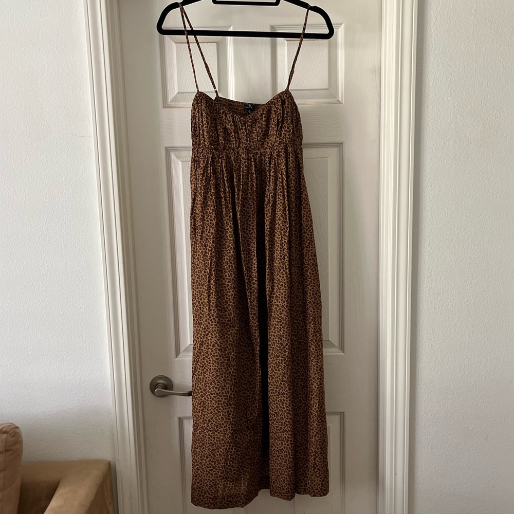 ✨ Cotton voile empire-waist dress in leopard print